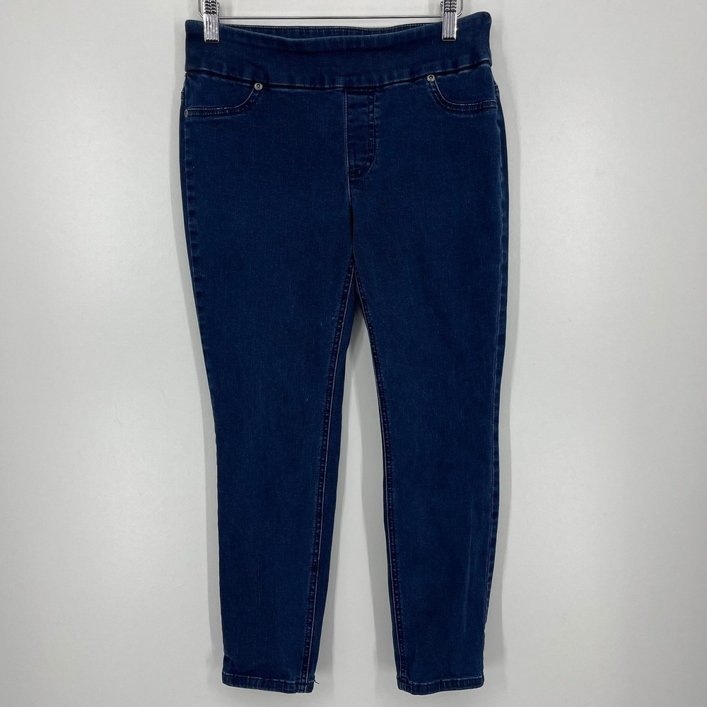 Chico's Perfect Stretch Ankle Jeans Dark Wash Pull On Denim Size 00